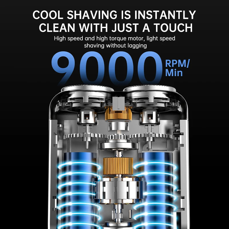 Mini Electric Smart Shaver Household Car Shaver Digital Display Dual Blade Rechargeable Shaver Powerful Beard Trimmer Tool