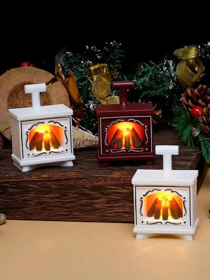Dollhouse Miniature Fireplace Glowing Stove Model House Furniture Kitchen Living Scene Christmas Decor Toy