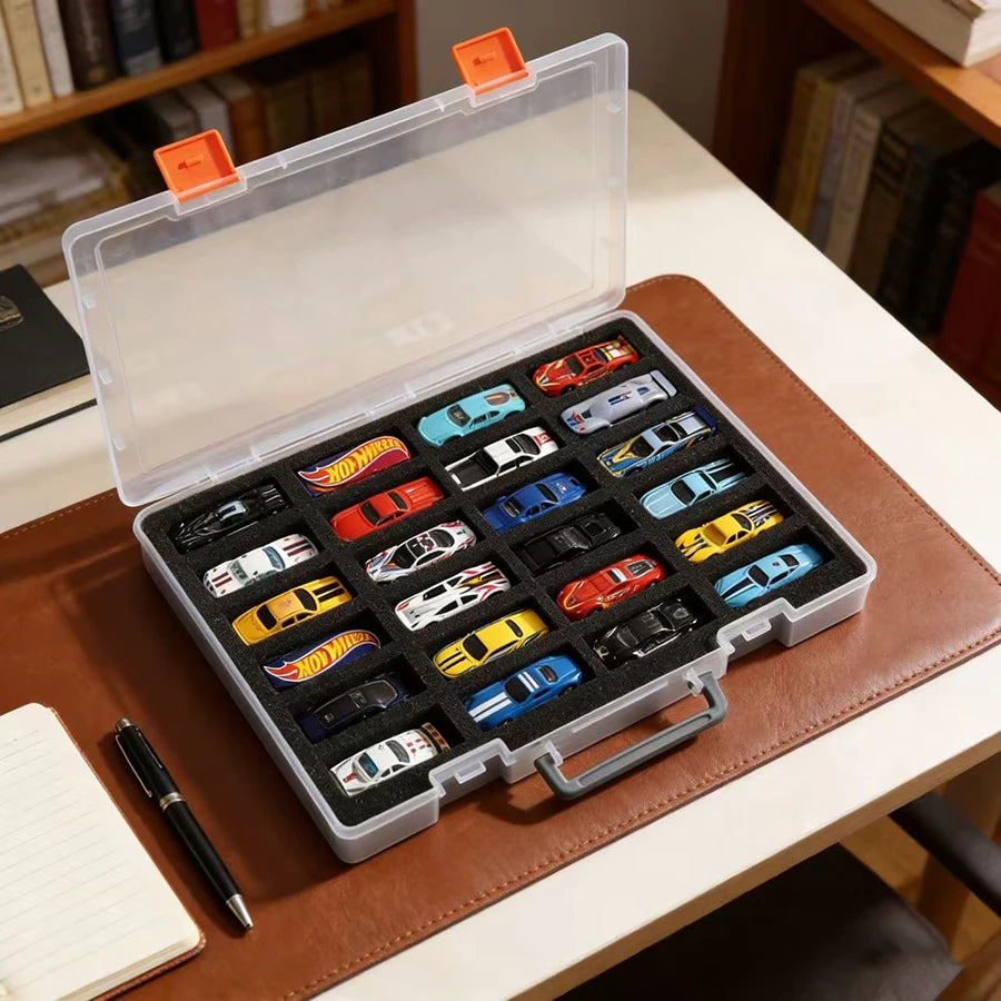 Car Model Storage Box, Matchbox Alloy Car Transparent Display Case, Toy Car Organizer, Partitioned Box for Collectibles