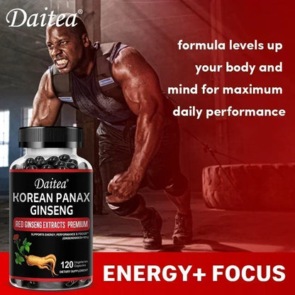 Korean Red Ginseng Capsules-1000 Mg, Boosts Energy, Endurance, Athletic Performance and Muscle Strength, Supports Immune Health