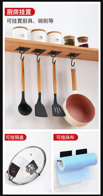 Big Size Hooks Heavy Duty 22 lbs Waterproof Adhesive Wall Hooks Nail-Free Transparent Waterproof Hooks for Kitchen Bathroom