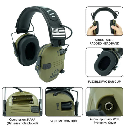 Shooting Hunting Electronic Earmuffs Active Noise Cancelling Protect Hearing Tactical Headset NRR22 EMI Filtering Sound Amplify