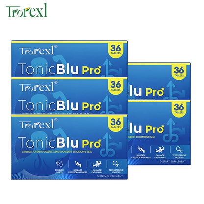 TonicBlu Pro Blue Tablets Male Enhancing Natural Oyster & Ginseng Pills Support Enhanced Vitality, Stamina & Energy, Drive