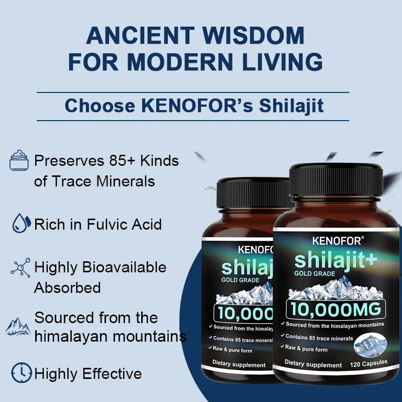 Himalayan Shilajit Capsules 1000mg - Trace Minerals, Natural Energy, Strength, Muscle Strength, Digestive & Immune Support