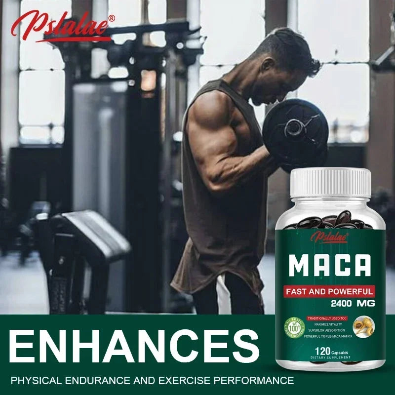 Organic Black Maca Extract 2400Mg - Builds Muscle Mass, Improves Endurance, Balances Hormones, Promotes A Relaxing Mood, Non-GMO