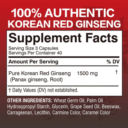 Korean Red Panax Ginseng - Energy, Endurance, Vitality, Performance, Immune Support