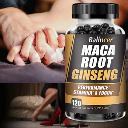 Maca + Ginseng Capsules - Supports Immune Health, Improves Mood, and Boosts Energy, 120 Capsules