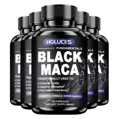 Natural Men Maca Supplement, with Black Maca Extract & Black Pepper, Support Hormone Balance & Masculine Drive, Immune