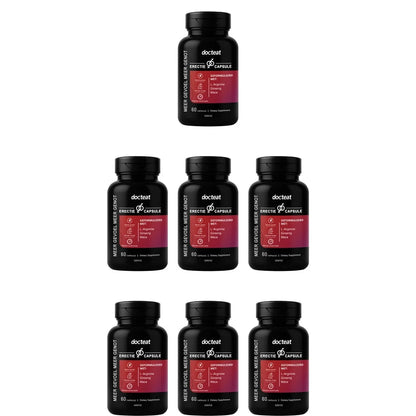 Docteat L-Arginine Ginseng Maca Capsules for Men, Energy Endurance Muscle Growth & Recovery Support, Gentle, 60 Capsules
