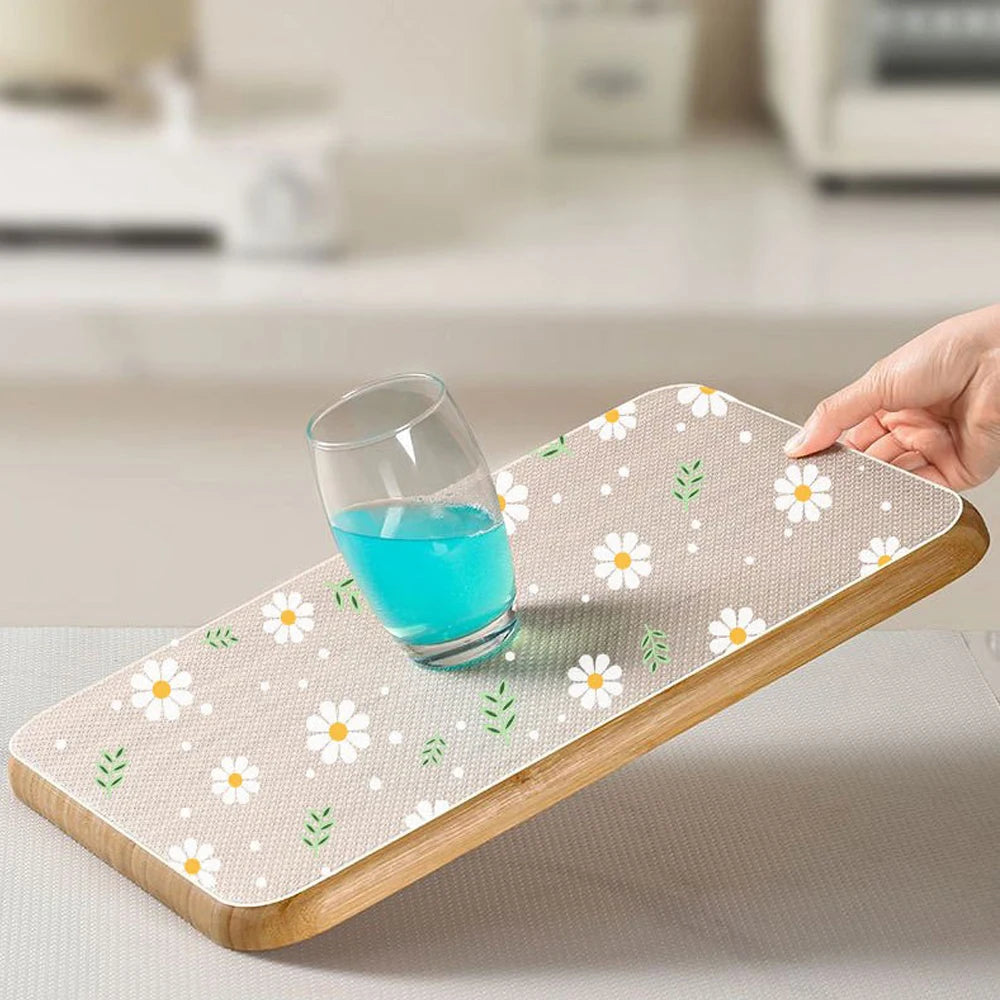 Daisy Flower Kitchen Cabinet Mat Reusable Drawer Mat Kitchen Dining Table Mat Insulation Mat Waterproof Moisture-proofDrawer Mat