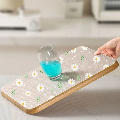 Daisy Flower Kitchen Cabinet Mat Reusable Drawer Mat Kitchen Dining Table Mat Insulation Mat Waterproof Moisture-proofDrawer Mat
