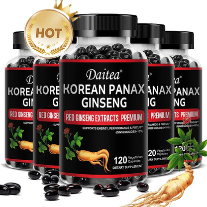 Korean Red Ginseng Capsules-1000 Mg, Boosts Energy, Endurance, Athletic Performance and Muscle Strength, Supports Immune Health