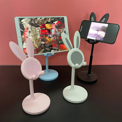 Cute Rabbit Phone Stand Multi-function Stretch Mobile Phone Holder Desktop Adjustable Phone Bracket For iPhone iPad Tablet Stand