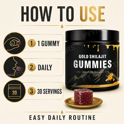 Shilajit Gummies with Manuka Honey, Endurance, Focus and Vitality Support,100 mg per Gummy, 30 Count Daily Formula for Energy