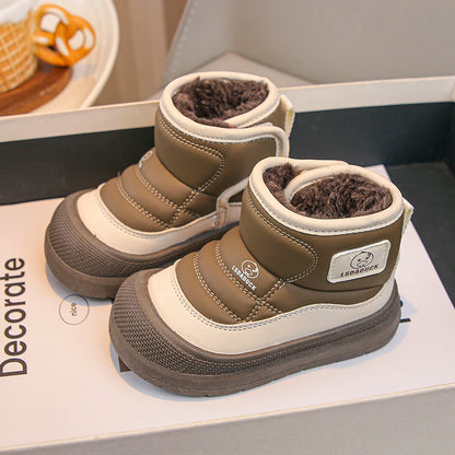 2025 New Winter Plush Snow Boots for Children Thick Warm Boy's Girl's Cotton Shoes Waterproof Kid's Winter Boots Velvet Shoe