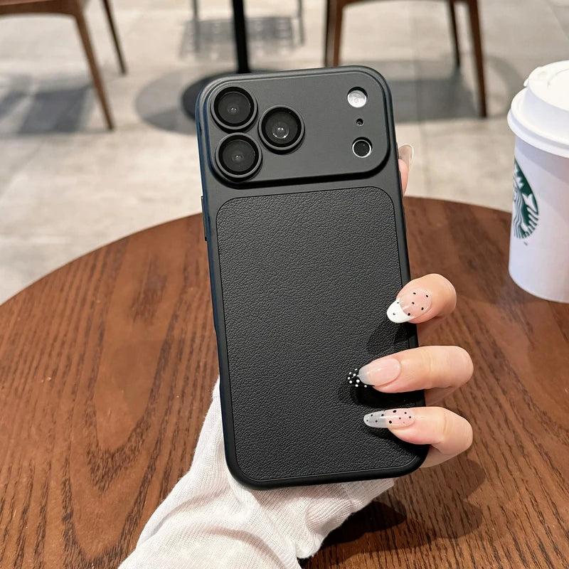Soft Silicone TPU Leather Phone Case For iPhone 11 12 13 14 15 16 17 18 Pro Max Plus ShockProof Bumper Back Cases Cover