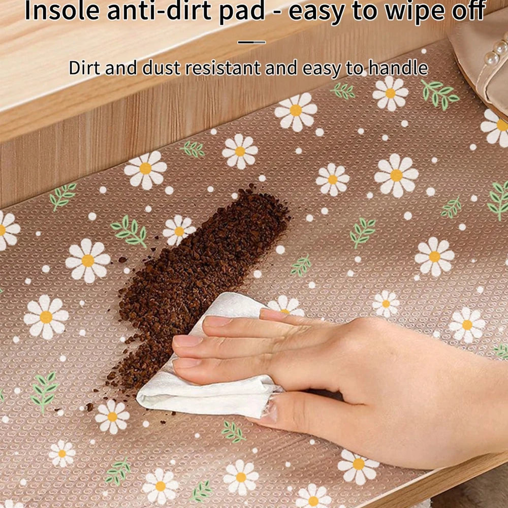 Daisy Flower Kitchen Cabinet Mat Reusable Drawer Mat Kitchen Dining Table Mat Insulation Mat Waterproof Moisture-proofDrawer Mat