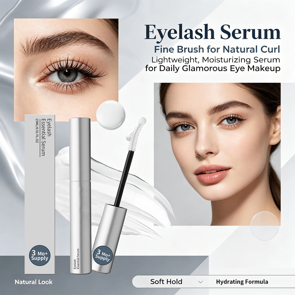 Eyelash Essential Serum 15ml Nourishing Lash Care Liquid for Natural Curl Thicker Fuller Longer Eyelashes Lash Care Products