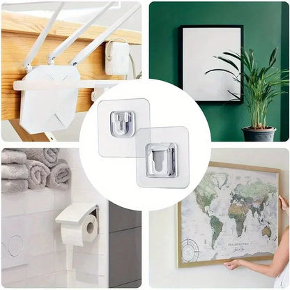 Double Sided Adhesive Wall Hooks Hanger Strong Transparent Suction Cup Storage Socket Hooks Bathroom Kitchen Bedroom Hook Kit