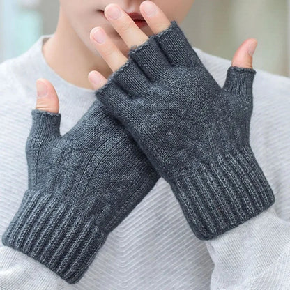 2026 Winter and Autumn Knitted Gloves Warm Plush Men's and Women's Fingerless Gloves Outdoor Sports Touchscreen Gloves