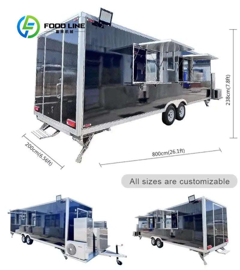 Customized Fully Equipped Mobile Dining Car - BBQ Pizza Coffee Ice Cream Hot Dog Snack Concession Trailer