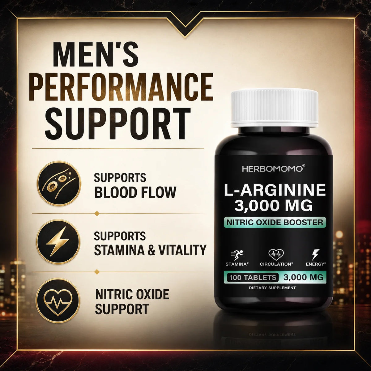 L Arginine 3000mg Tablets Maximum Dose L-Arginine Nitric Oxide Supplement for Supporting Energy - Nitric Oxide Booster