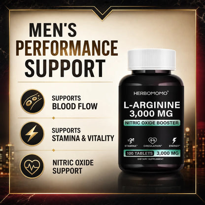 L Arginine 3000mg Tablets Maximum Dose L-Arginine Nitric Oxide Supplement for Supporting Energy - Nitric Oxide Booster