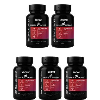 Docteat L-Arginine Ginseng Maca Capsules for Men, Energy Endurance Muscle Growth & Recovery Support, Gentle, 60 Capsules