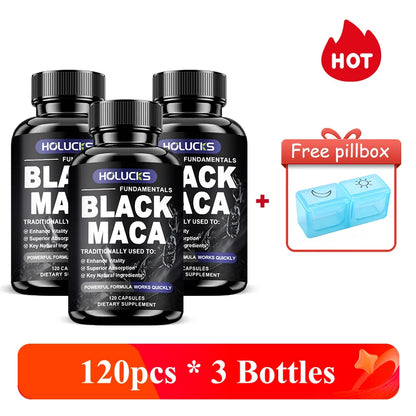 Natural Men Maca Supplement, with Black Maca Extract & Black Pepper, Support Hormone Balance & Masculine Drive, Immune