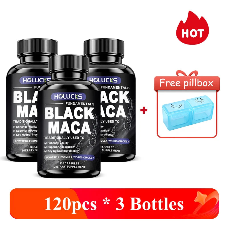 Natural Men Maca Supplement, with Black Maca Extract & Black Pepper, Support Hormone Balance & Masculine Drive, Immune