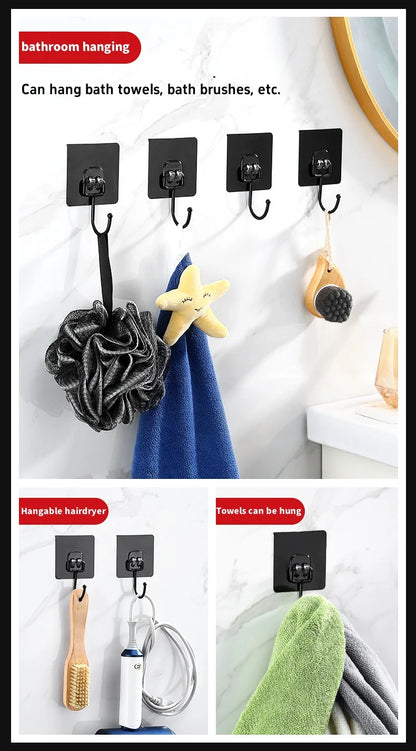 Big Size Hooks Heavy Duty 22 lbs Waterproof Adhesive Wall Hooks Nail-Free Transparent Waterproof Hooks for Kitchen Bathroom