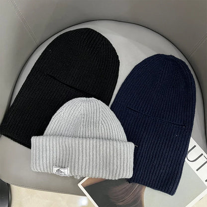 2 In1 Winter Mask Beanies Hats Warm Knitted Balaclava Hats Windproof Solid Full Face Ski Bonnet Tactical Cycling Earmuffs Cap