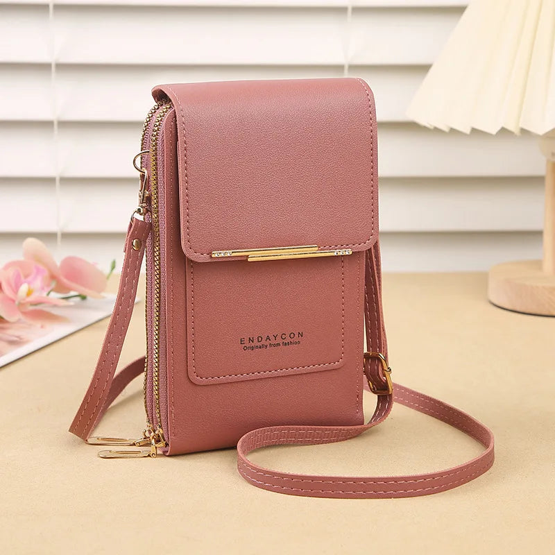 Homefish Women Touchscreen PU Leather Crossbody Mobile Phone Bag Multi Card Holder Mini Wallet For Daily Travel Outdoor Use