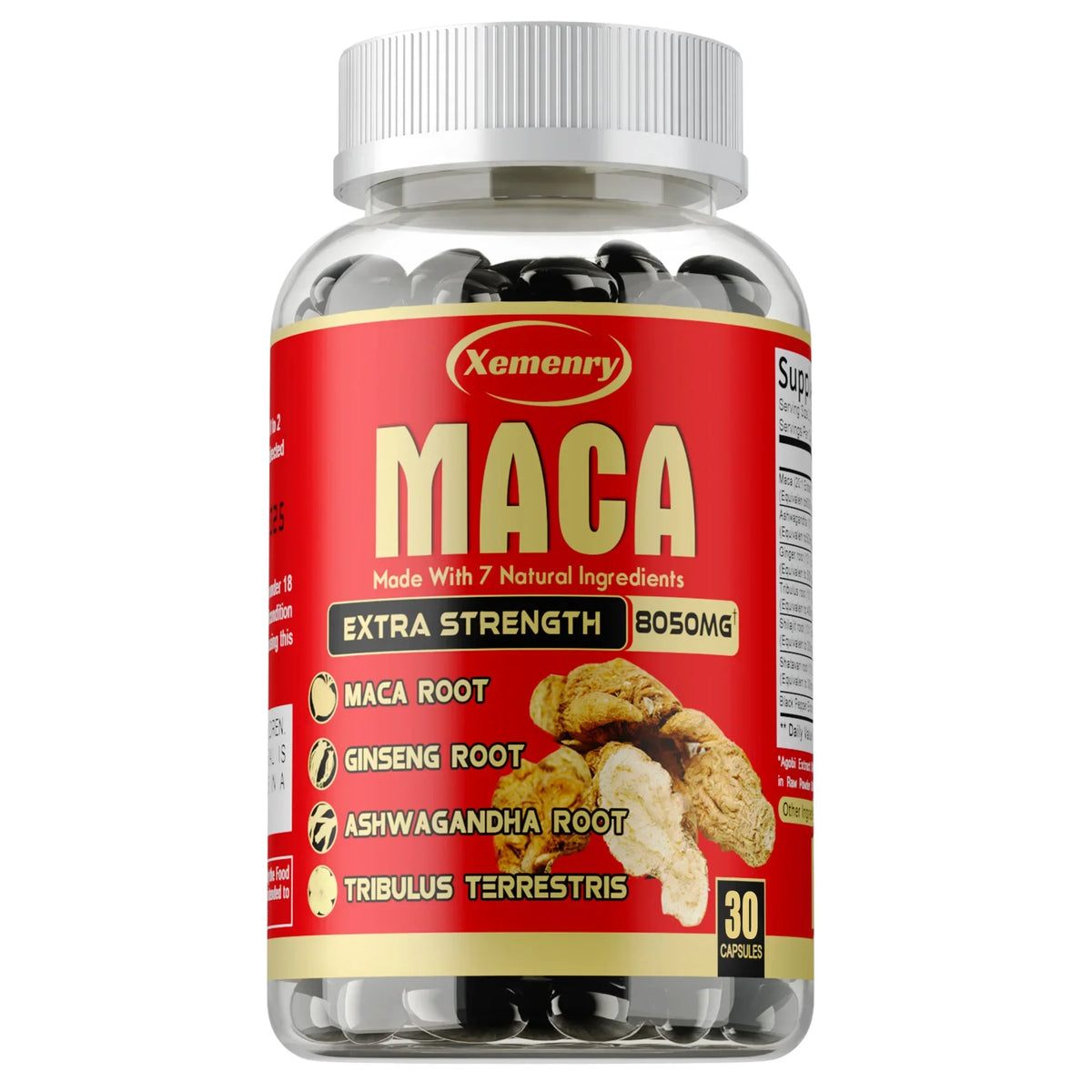 Maca Root Capsules - with Ginseng & Ashwagandha, to Support Energy, Endurance and Performance, Muscle Mass Improve