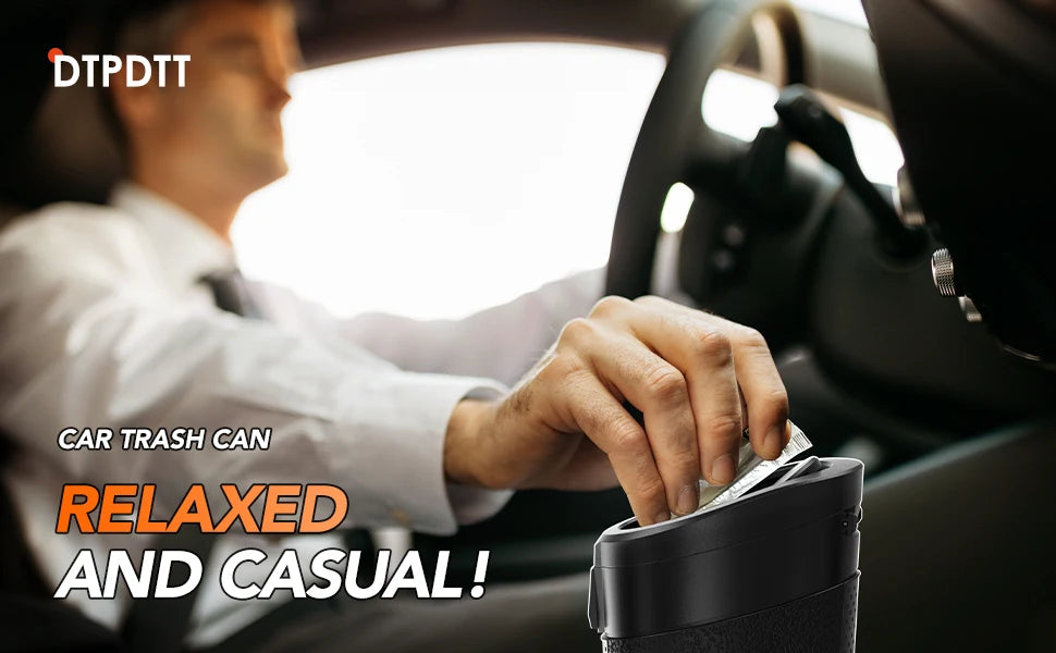 Car Trash Can (with Lid) Auto Dust Organizer with Garbage Bags Small Car Trash Bin Can Car Interior Rubbish Bag Car Accessories