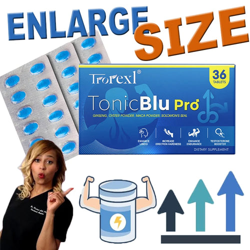 TonicBlu Pro Blue Tablets Male Enhancing Natural Oyster & Ginseng Pills Support Enhanced Vitality, Stamina & Energy, Drive