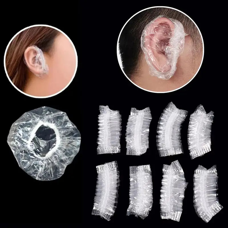 100-1000Pcs Disposable Hairdressing Earmuffs Salon Clear Ear Cover Ear Protection Hair Dye Protect Cap Hair Color Styling Tool