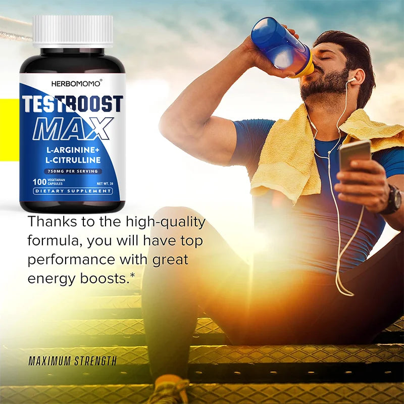 100 Capsules L-Arginine & L-Citrulline Male Enhancing Supplement for Reproductive Health Natural Energizer Supporting Energy And