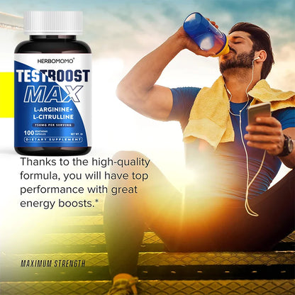 100 Capsules L-Arginine & L-Citrulline Male Enhancing Supplement for Reproductive Health Natural Energizer Supporting Energy And