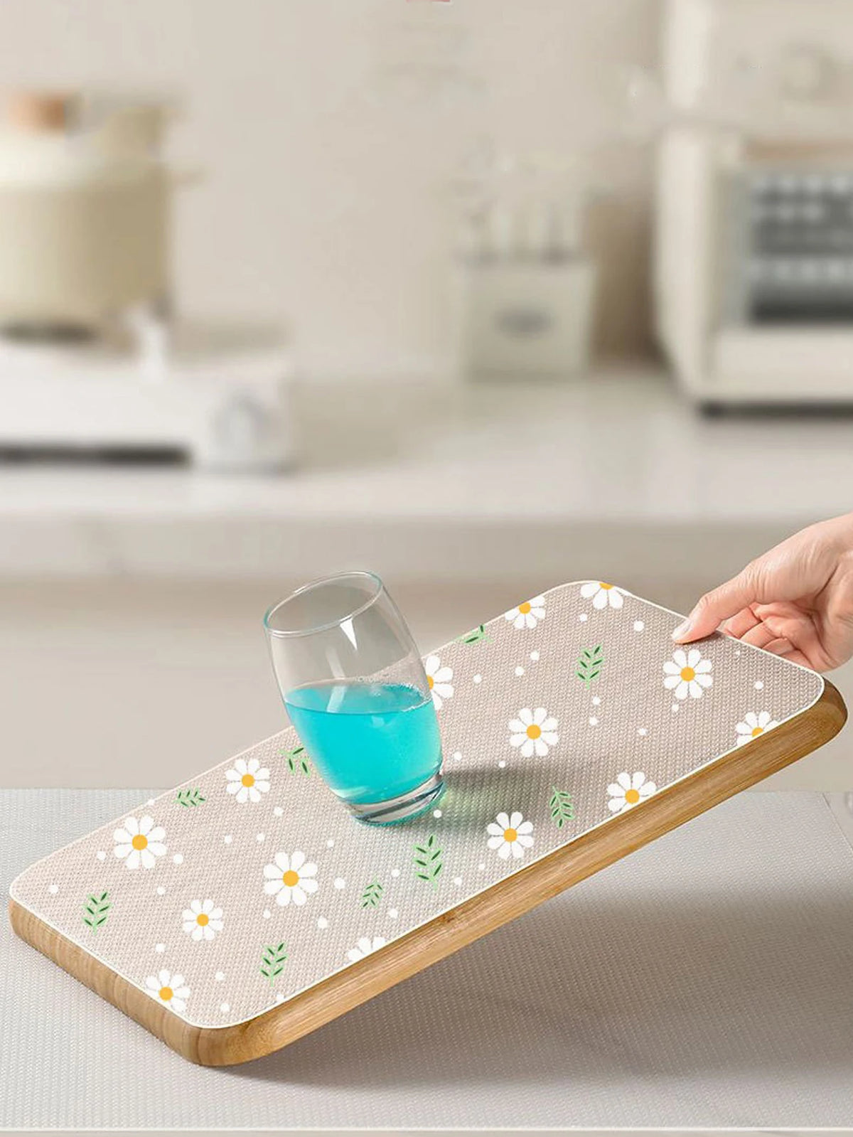 Daisy Flower Kitchen Cabinet Mat Reusable Drawer Mat Kitchen Dining Table Mat Insulation Mat Waterproof Moisture-proofDrawer Mat