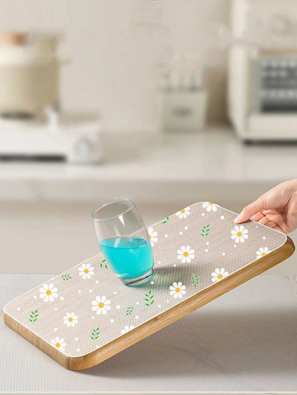 Daisy Flower Kitchen Cabinet Mat Reusable Drawer Mat Kitchen Dining Table Mat Insulation Mat Waterproof Moisture-proofDrawer Mat