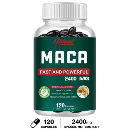 Organic Black Maca Extract 2400Mg - Builds Muscle Mass, Improves Endurance, Balances Hormones, Promotes A Relaxing Mood, Non-GMO