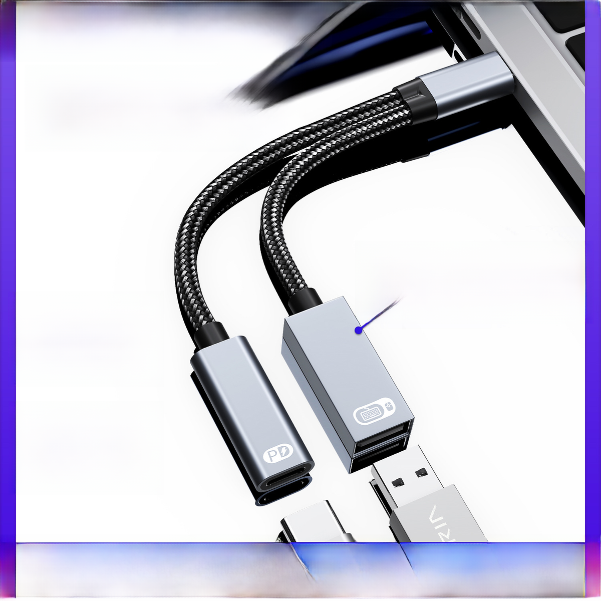 Cross-Border Two-In-One Multi-Function Adapter 60W Fast Charging Type-C to USB Otg Adapter Suitable for Apple 16