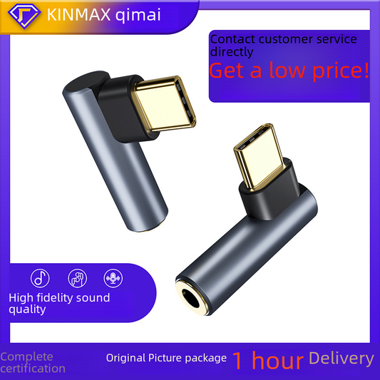 Typec to 3.5mm Audio Headphone Adapter 90 Degree Portable Converter Factory Direct Sales Ce\Fcc\Rohs